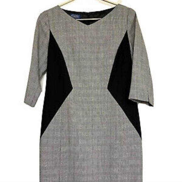 Pendleton sz 8 virgin wool black white lined sheeth dress - Picture 1 of 11